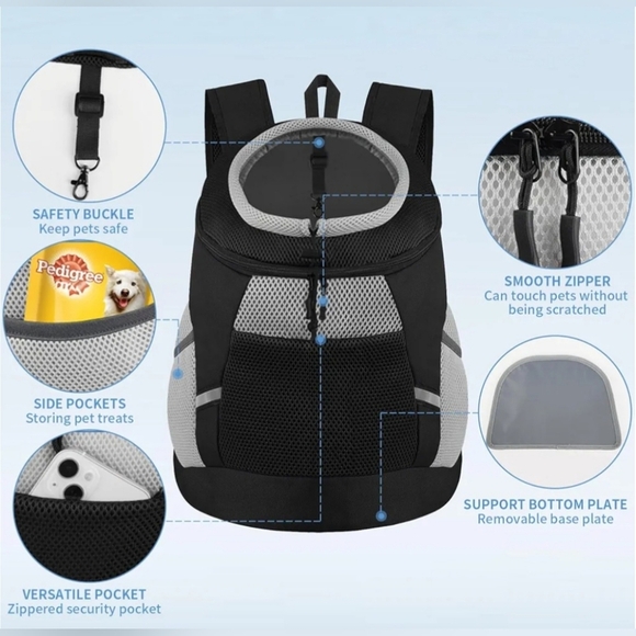 NWT Pet Carrier Backpack for Dogs - Black and Gray - Picture 2 of 8